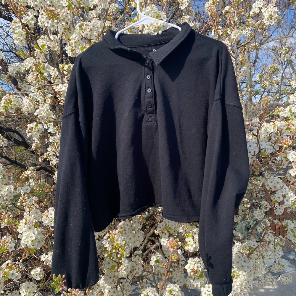 Boxy Crop Polo Sweatshirt